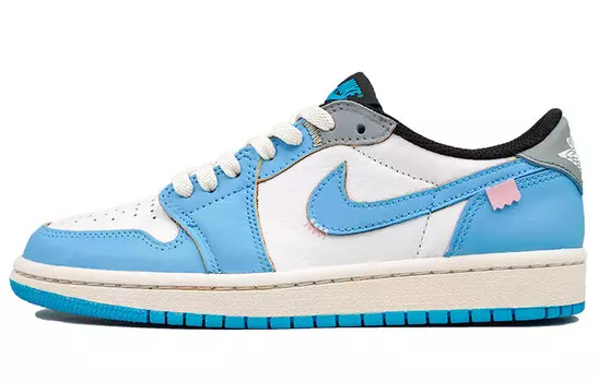 Кроссовки Air Jordan 1 Vintage Basketball Shoes Women's Low-Top White, голубой