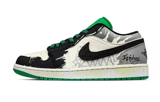 Кроссовки Air Jordan 1 Vintage Basketball Shoes Men Low-top White/Gray, черный