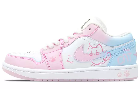 Кроссовки Air Jordan 1 Vintage Basketball Shoes Women's Low-top Pink, белый