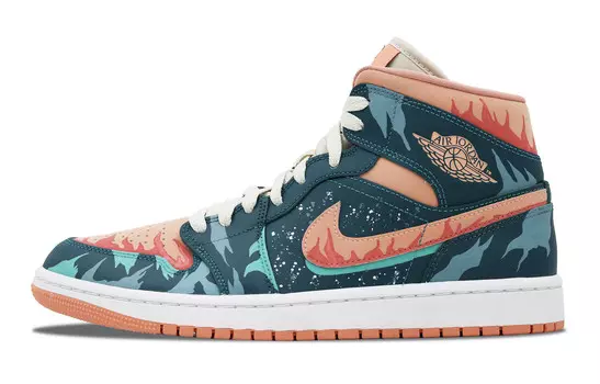 Кроссовки Air Jordan 1 Vintage Basketball Shoes Unisex Mid-top Pink/Green, зеленый