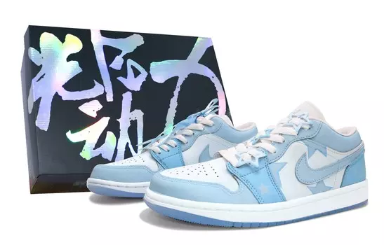 Кроссовки Air Jordan 1 Vintage Basketball Shoes Women's Low-top Blue/white, синий