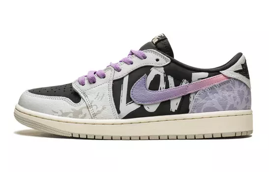 Кроссовки Air Jordan 1 Vintage Basketball Shoes Women's Low-top Purple/grey/black, черный