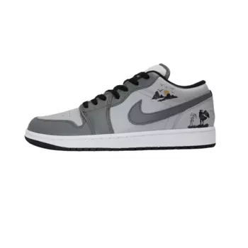 Кроссовки Air Jordan 1 Vintage Basketball Shoes Men Low-top Gray, темно-серый