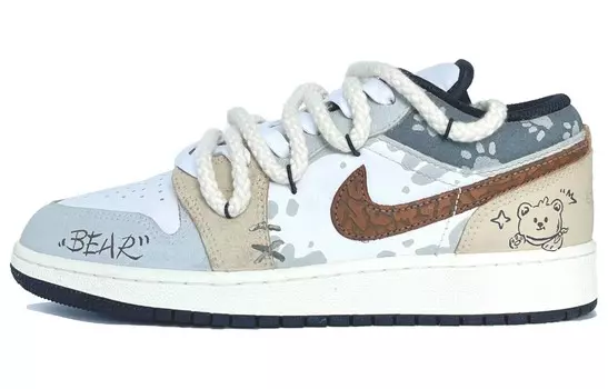 Кроссовки Air Jordan 1 Vintage Basketball Shoes Women's Low-top Gray, коричневый