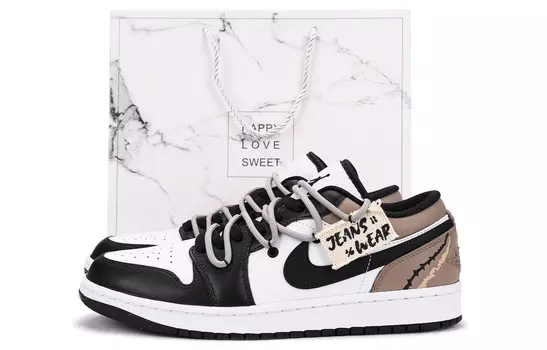 Кроссовки Air Jordan 1 Vintage Basketball Shoes Men Low-top Brown/white/black, цвет Coffee