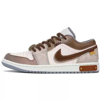 Кроссовки Air Jordan 1 Vintage Basketball Shoes Women's Low-top Brown, коричневый