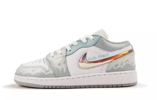 Кроссовки Air Jordan 1 Vintage Basketball Shoes Women's Low-top White/blue, белый/синий