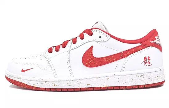 Кроссовки Air Jordan 1 Vintage Basketball Shoes Unisex Low-top White/red/gold, красный