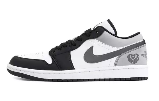 Кроссовки Air Jordan 1 Vintage Basketball Shoes Men Low-top Dark Gray, Black And White, темно-серый