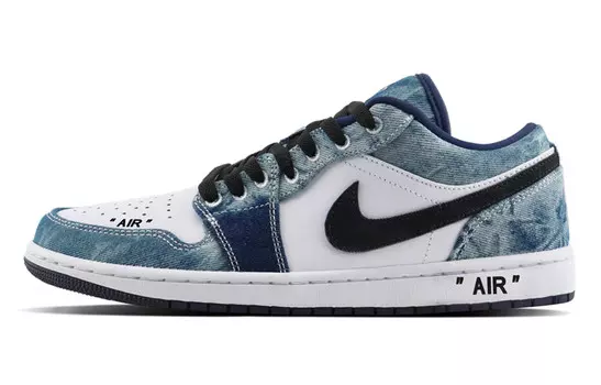 Кроссовки Air Jordan 1 Vintage Basketball Shoes Men Low-top Blue/black/white, синий