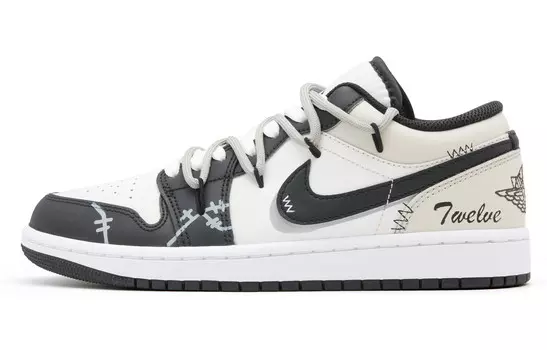 Кроссовки Air Jordan 1 Vintage Basketball Shoes Men Low-top Black/grey, черный/серый