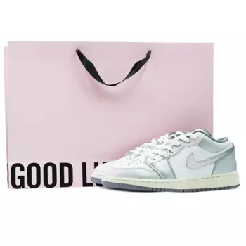 Кроссовки Air Jordan 1 Vintage Basketball Shoes Women's Low-top Silver Beauty Powder, серебряный