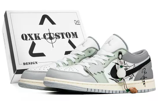Кроссовки Air Jordan 1 Vintage Basketball Shoes Men Low-top Grey/white, светло-серый