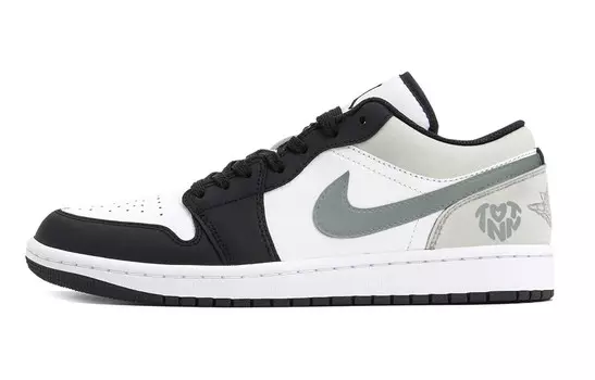 Кроссовки Air Jordan 1 Vintage Basketball Shoes Men Low-top Black/white/gray, черный