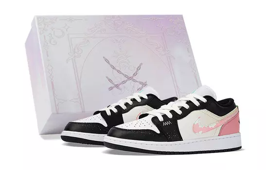 Кроссовки Air Jordan 1 Vintage Basketball Shoes Women's Low-top Black/powder, черный/розовый