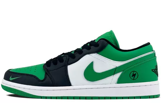 Кроссовки Air Jordan 1 Vintage Basketball Shoes Men Low-top Aurora Black/Zero Metalic/Green Spark, черный/зеленый