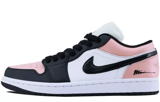 Кроссовки Air Jordan 1 Vintage Basketball Shoes Men Low-top Black/white/pink, черный