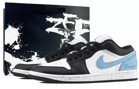 Кроссовки Air Jordan 1 Vintage Basketball Shoes Men Low-top Black/North Carolina Blue/Silver, цвет Carolina Blue