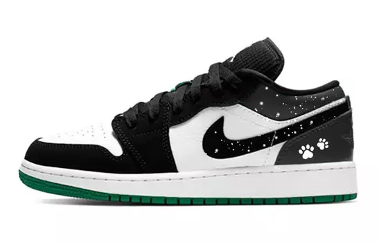 Кроссовки Air Jordan 1 Vintage Basketball Shoes Women's Low-top Green/Black/White, зеленый