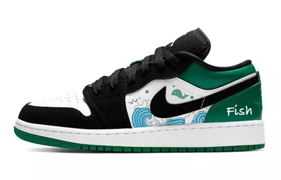 Кроссовки Air Jordan 1 Vintage Basketball Shoes Women's Low-top Black/green, зеленый