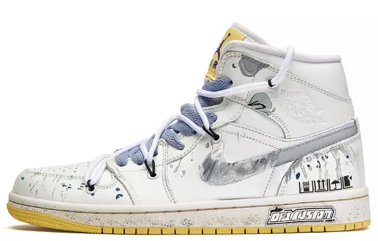 Кроссовки Air Jordan 1 Vintage Basketball Shoes Women's Mid-top Grey/white, светло-серый