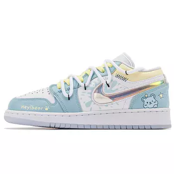 Кроссовки Air Jordan 1 Vintage Basketball Shoes Women's Low-top Blue/white, синий/белый