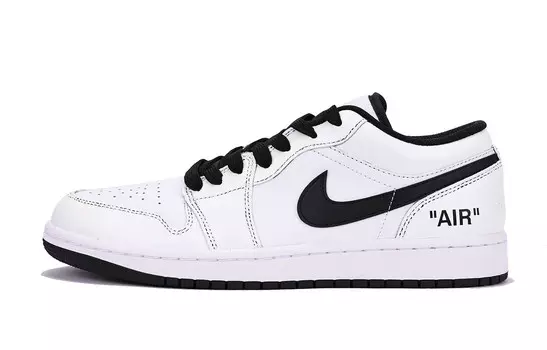 Кроссовки Air Jordan 1 Vintage Basketball Shoes Men Low-top White, белый/черный