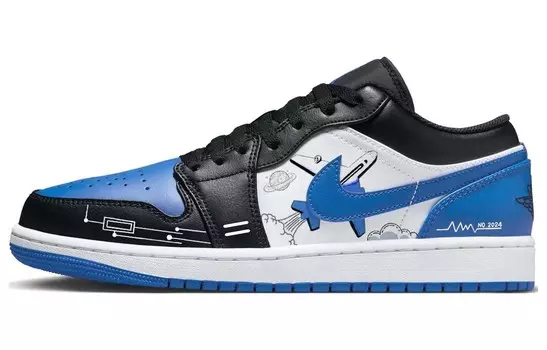 Кроссовки Air Jordan 1 Vintage Basketball Shoes Men Low-top Blue/black, синий
