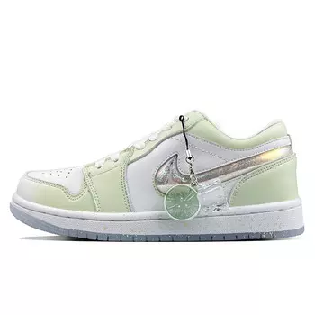 Кроссовки Air Jordan 1 Vintage Basketball Shoes Women's Low-top Green, белый