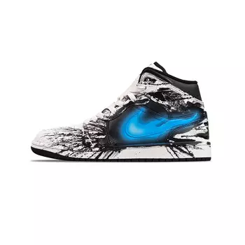 Кроссовки Air Jordan 1 Vintage Basketball Shoes Men High-top Blue/White, синий/белый