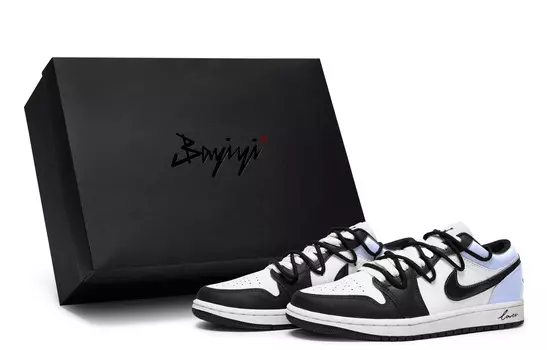 Кроссовки Air Jordan 1 Vintage Basketball Shoes Women's Low-top Gray/Blue, черный/белый/серый/синий