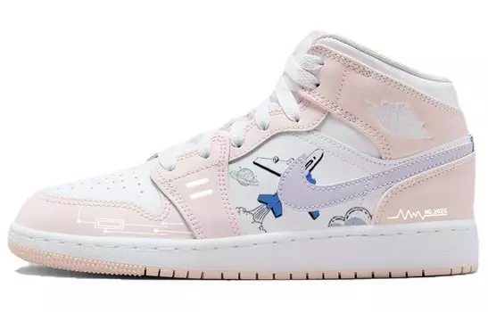 Кроссовки Air Jordan 1 Vintage Basketball Shoes Women's Mid-top Purple/Pink, розовый