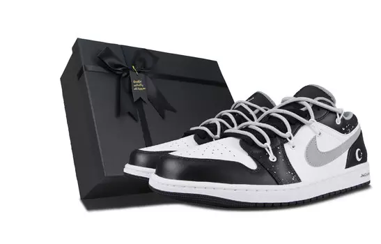 Кроссовки Air Jordan 1 Vintage Basketball Shoes Unisex Low-top Black/white/gray, белый