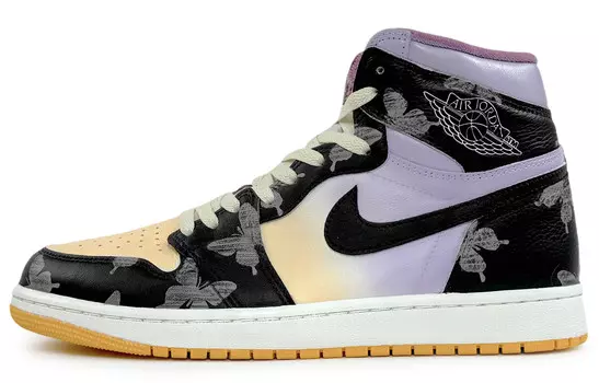 Кроссовки Air Jordan 1 Vintage Basketball Shoes Unisex High-top Yellow/purple, черный