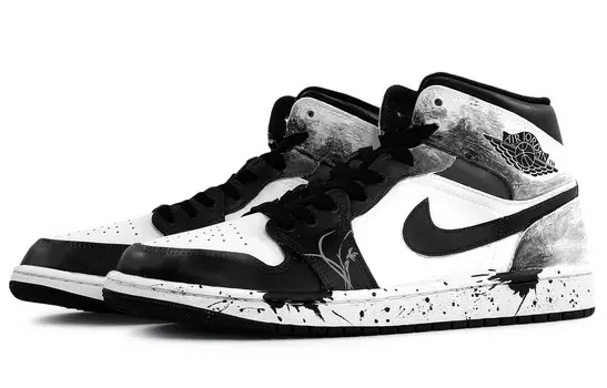 Кроссовки Air Jordan 1 Vintage Basketball Shoes Men Mid-top White/gray/black, черный