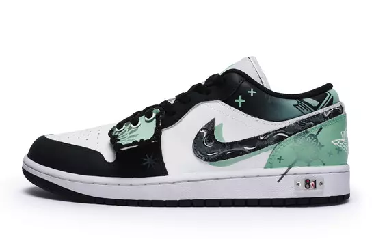 Кроссовки Air Jordan 1 Vintage Basketball Shoes Men Low-top Green/white/black, зеленый