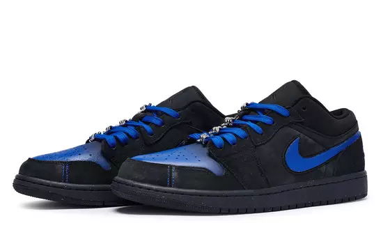 Кроссовки Air Jordan 1 Vintage Basketball Shoes Men Low-top Blue, черный/синий