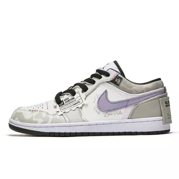 Кроссовки Air Jordan 1 Vintage Basketball Shoes Women's Low-top Gray/Purple, фиолетовый