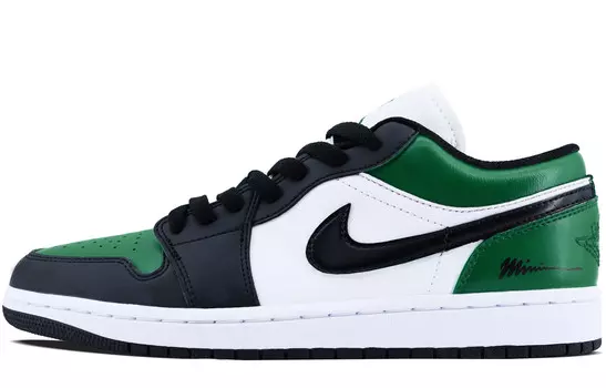 Кроссовки Air Jordan 1 Vintage Basketball Shoes Men Low-top Black/white/green, зеленый
