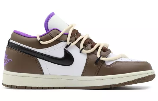 Кроссовки Air Jordan 1 Vintage Basketball Shoes Men Mid-top White/Brown, коричневый
