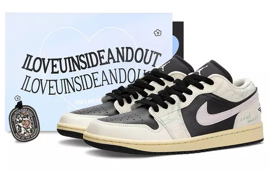 Кроссовки Air Jordan 1 Vintage Basketball Shoes Unisex Low-top Black/white/pink, белый