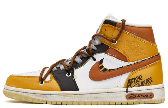 Кроссовки Air Jordan 1 Vintage Basketball Shoes Women's Mid-top Yellow/White, цвет Orange