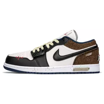 Кроссовки Air Jordan 1 Vintage Basketball Shoes Men Low-top Black/Brown, черный