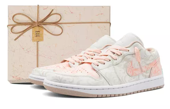 Кроссовки Air Jordan 1 Vintage Basketball Shoes Unisex Low-top Orange, светло-серый