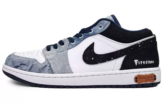 Кроссовки Air Jordan 1 Vintage Basketball Shoes Men Low-top Blue/black/white, синий