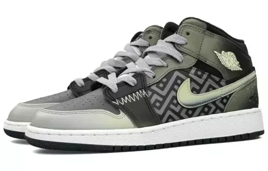 Кроссовки Air Jordan 1 Vintage Basketball Shoes Women's Mid-top Grey/green, черный