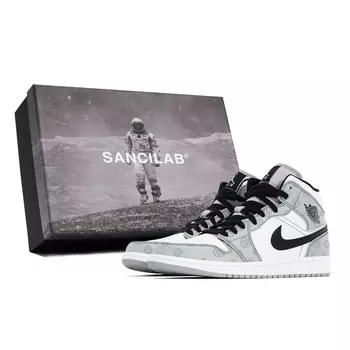Кроссовки Air Jordan 1 Vintage Basketball Shoes Men Mid-top Grey/white, белый