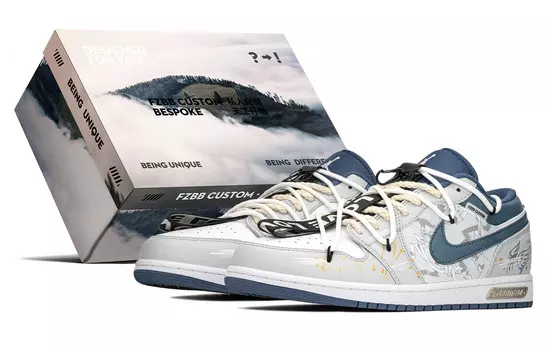 Кроссовки Air Jordan 1 Vintage Basketball Shoes Men Low-top Gray/Blue, синий