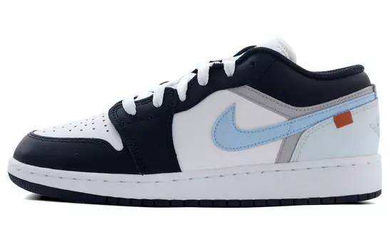 Кроссовки Air Jordan 1 Vintage Basketball Shoes Women's Low-top Black/white/blue, голубой