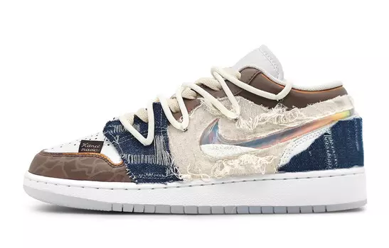 Кроссовки Air Jordan 1 Vintage Basketball Shoes Women's Low-top Beige, коричневый